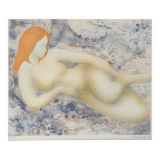 Alain Bonnefoit French Nude Lithograph Print For Sale