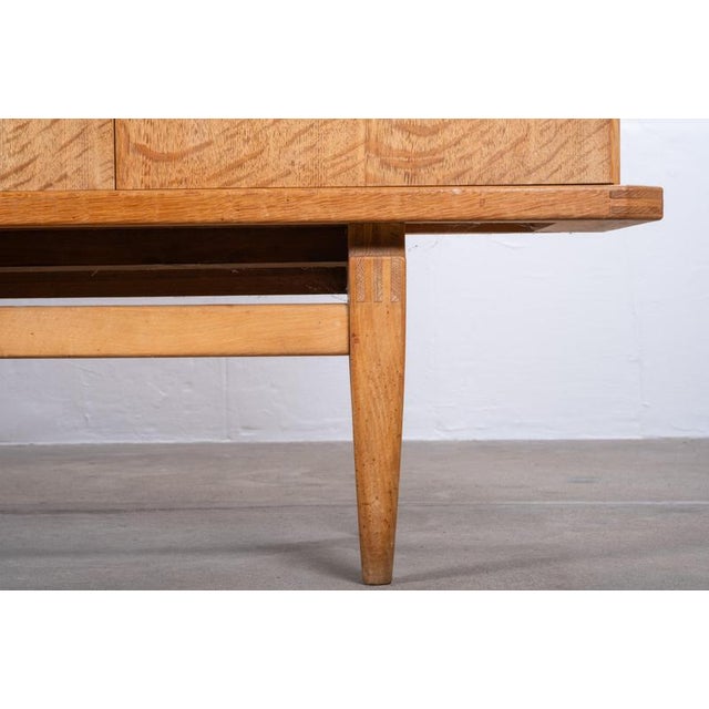 Vintage Oak and Brass Sideboard by Henning Kjærnulf, Denmark, 1960s For Sale - Image 9 of 18