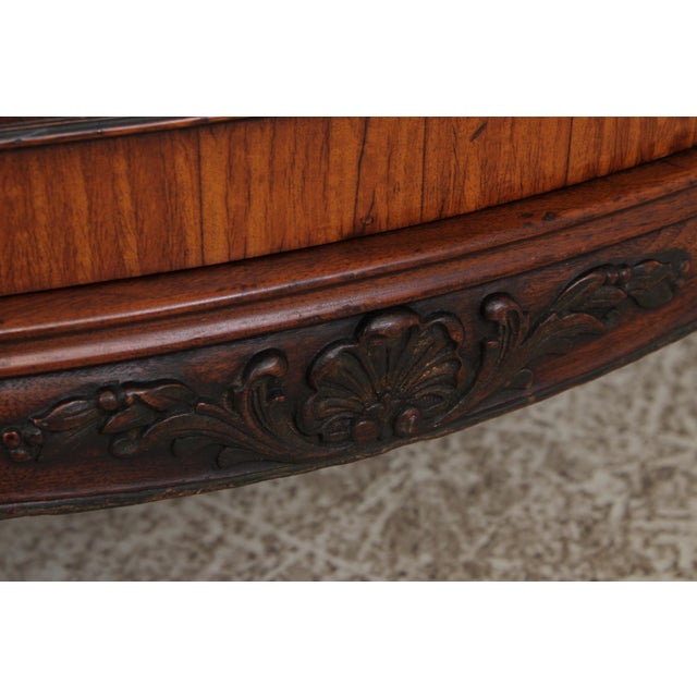 Vintage French Style Bow Front 5 Drawer Inlaid Walnut Chest For Sale - Image 13 of 18