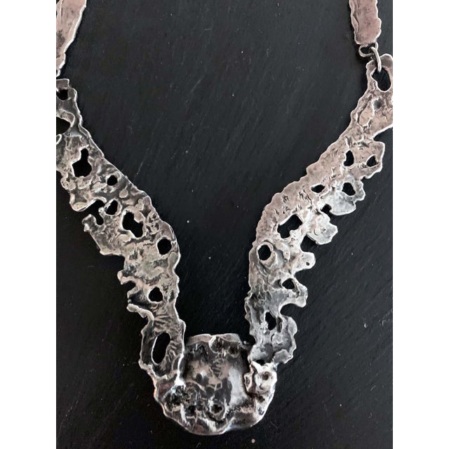 Turquoise Mexican Modernist Sterling Silver Necklace by Tane Orfebres For Sale - Image 8 of 9