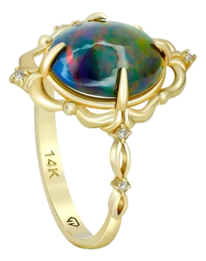Black Opal 14k Gold Ring