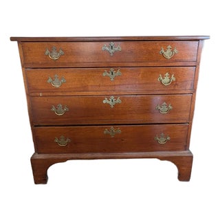Antique Chippendale Solid Mahogany 4-Drawer Chest of Drawers For Sale