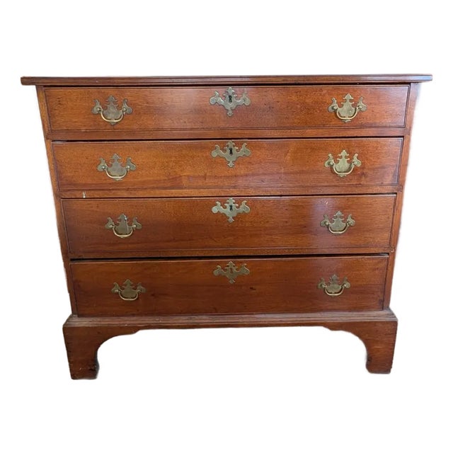 Antique Chippendale Solid Mahogany 4-Drawer Chest of Drawers For Sale