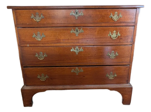 Antique Chippendale Solid Mahogany 4-Drawer Chest of Drawers