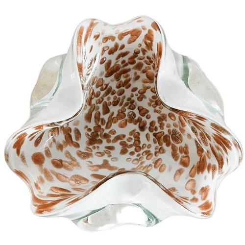 Vintage Murano glass bowl with copper-colored aventurine flecks from the 1950s. This bowl is attributed to Fratelli Toso....