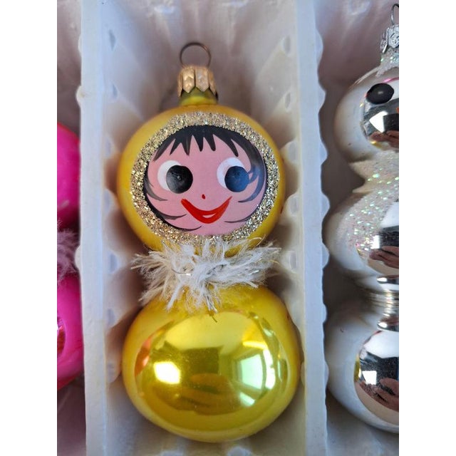 Vintage Czechoslovak Glass Christmas Ornaments, 1960, Set of 6 For Sale - Image 15 of 17