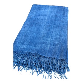 Vintage African Indigo Denim Mossi Mudcloth 80” L X 45” W Textile | No. 115 For Sale