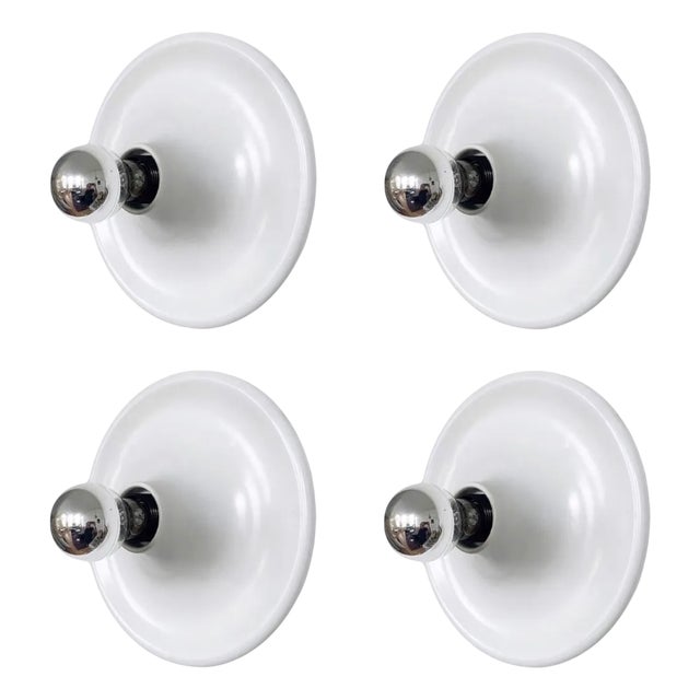 Vintage Italian White Wall Sconces by Targetti Sankey, 1980s, Set of 4 For Sale