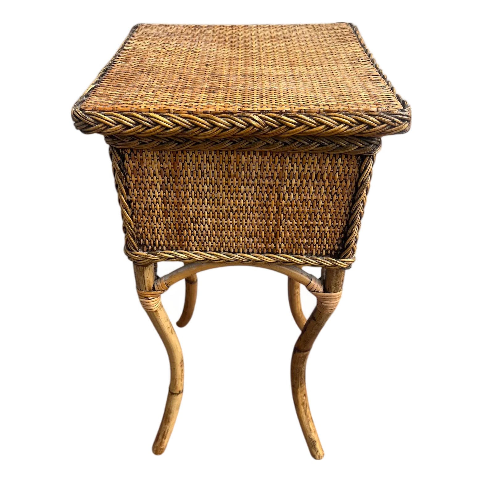 Vintage Rattan Braided Side Table | Chairish