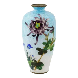 Antique Japanese Meiji Ginbari Cloisonne Enamel Vase