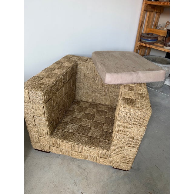 Brown Adrien Audoux & Frida Minnet Style Coastal Woven Rope Club Chairs- A Pair For Sale - Image 8 of 12