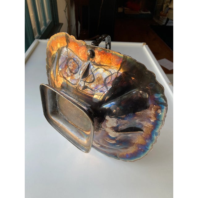 Victorian 1910s Victorian Grape Vine Design Silver Plated Wedding Basket For Sale - Image 3 of 10