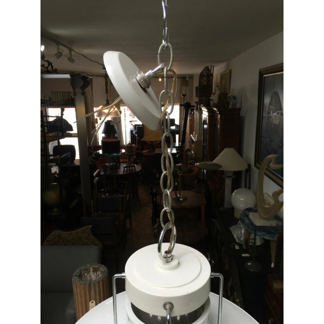 1980s Forecast Lighting Postmodern Pendant Chandelier, Los Angeles, White & Chrome For Sale - Image 11 of 11