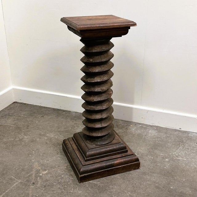 Brown French Antique Wooden Pressoir Press Screw Column For Sale - Image 8 of 11