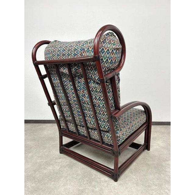 Set of Mid-Century Modern Bamboo Wingchair with Ottoman from Gervasoni, 1970s For Sale - Image 12 of 18