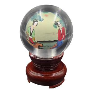Vintage Chinese Reverse-Painted Globe With Rotating Stand