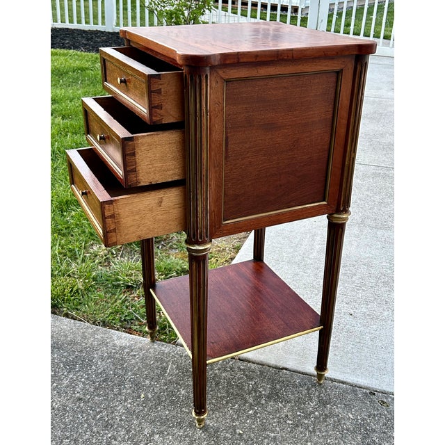 Antique French Regency Style Three Drawer Mahogany Chest W/Brass Fittings For Sale In Philadelphia - Image 6 of 13