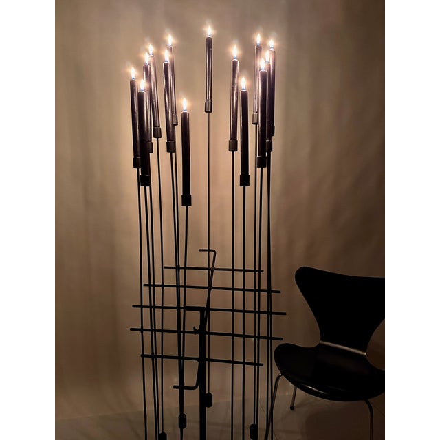 Large Wrought Iron Attrape-Feux Art Light Sculpture for 14 Candles attributed to Daniel Grobet, France, 1980s-1990s For Sale - Image 13 of 18