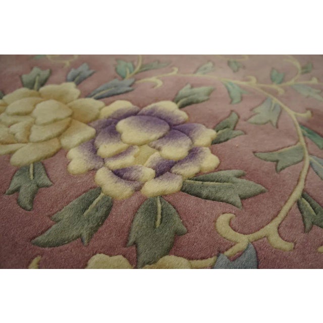1980s Pink Cerise Floral Vintage Chinese Art Deco Rug 7' 9'' X 9' 8'' Wool Knotted Carpet For Sale - Image 10 of 12