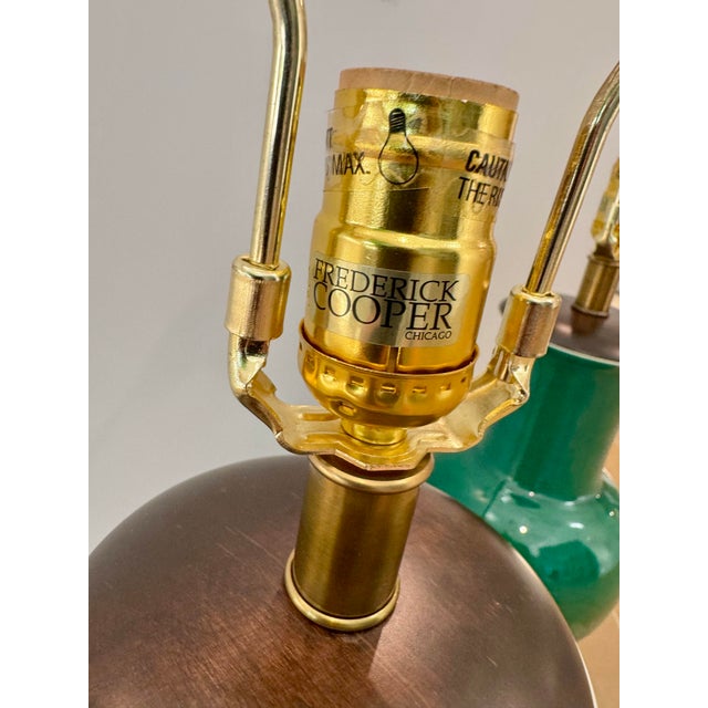 A stunning pair of vintage Frederick Cooper table lamps featuring elegant Asian-inspired baluster forms finished in a...