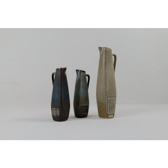 Mid-Century Modern Mid-Century Modern Ceramic Vases attributed to Gunnar Nylund for Rörstrand, Sweden, 1950s, Set of 3 For Sale - Image 3 of 17
