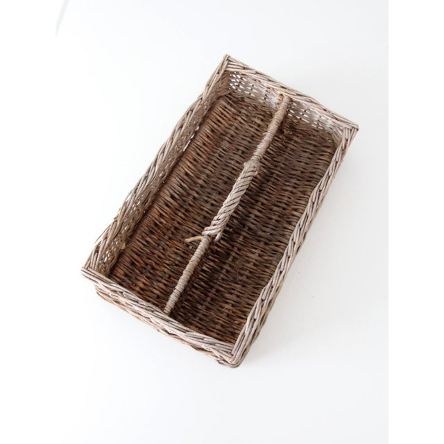 Mid 20th Century Vintage Divided Wicker Gathering Basket For Sale - Image 5 of 15