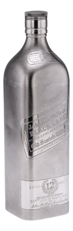 Large Novelty Silver Johnnie Walker Whisky Bottle, 1940s