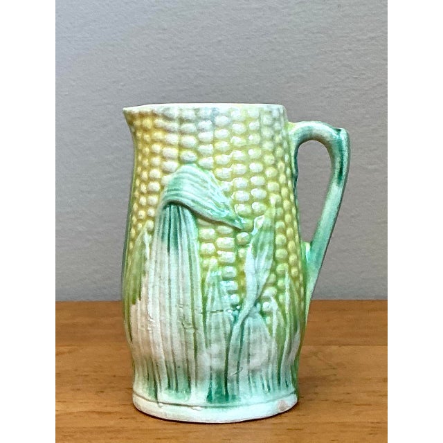 Vintage German Majolica Corn Cream Pitcher For Sale - Image 12 of 12