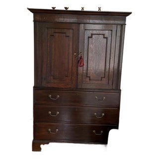 18th-Century English George II Mahogany Linen Press, C. 1750 For Sale