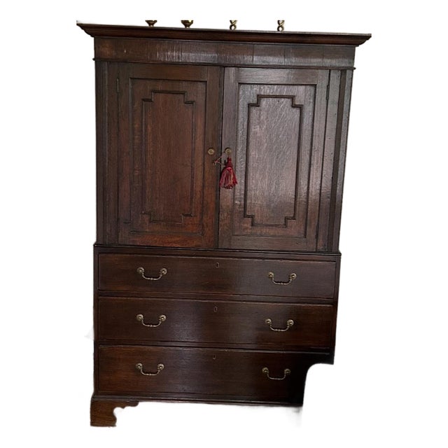 18th-Century English George II Mahogany Linen Press, C. 1750 For Sale