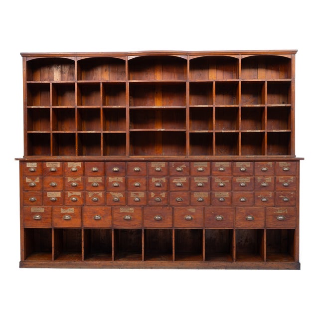 Large Vintage Hardware Store Cabinet, 1920 For Sale