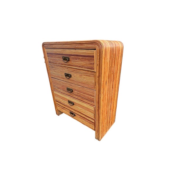Wood Mid 20th Century Pencil Reed Rattan Crespi Style High Chest Dresser For Sale - Image 7 of 18