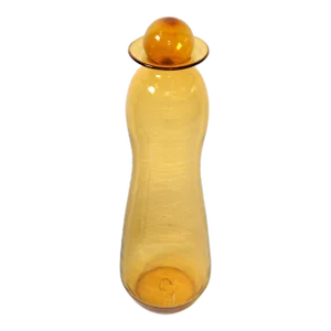 Tall Mid-Century Modern Amber Hand Made Blown Art Glass Vessel, Vase by Blenko