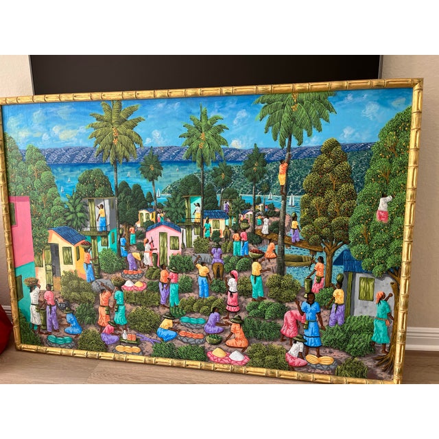 Monumental original oil on canvas painting by L.Y. Alaby, presented framed and measuring an impressive 73” × 50”. The work...