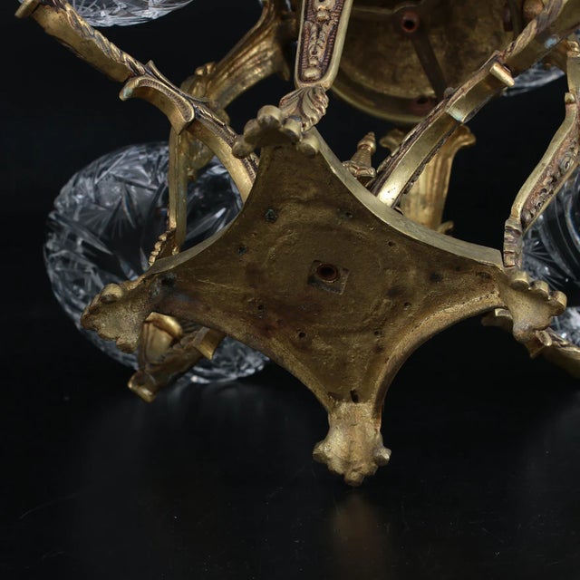 Mid-Late 20th Century Regency Style Bronze and Cut Glass Centerpiece Epergne For Sale - Image 9 of 10