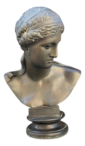 Greek Style Bust of Athena, Late 20th Century, Bronze
