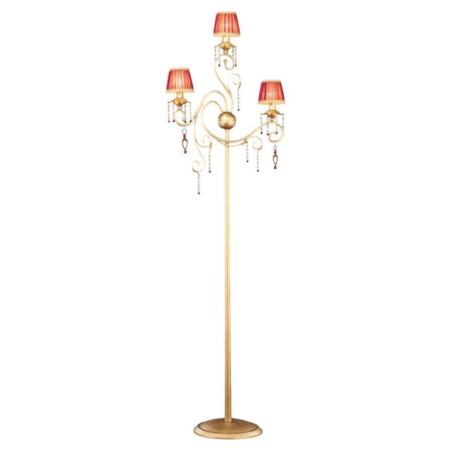 Fenice Gold 3 Lights Floor Lamp in Montecarlo Gold and Cut Glass by Aggiolight For Sale - Image 6 of 6