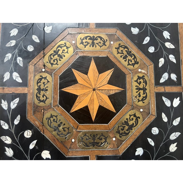 Ceremonial Table in Blackened Wood with Marquetry Top, Spain, 19th Century For Sale - Image 12 of 18