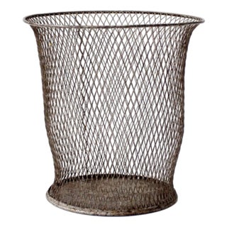 Antique Industrial Wire Wastebasket For Sale