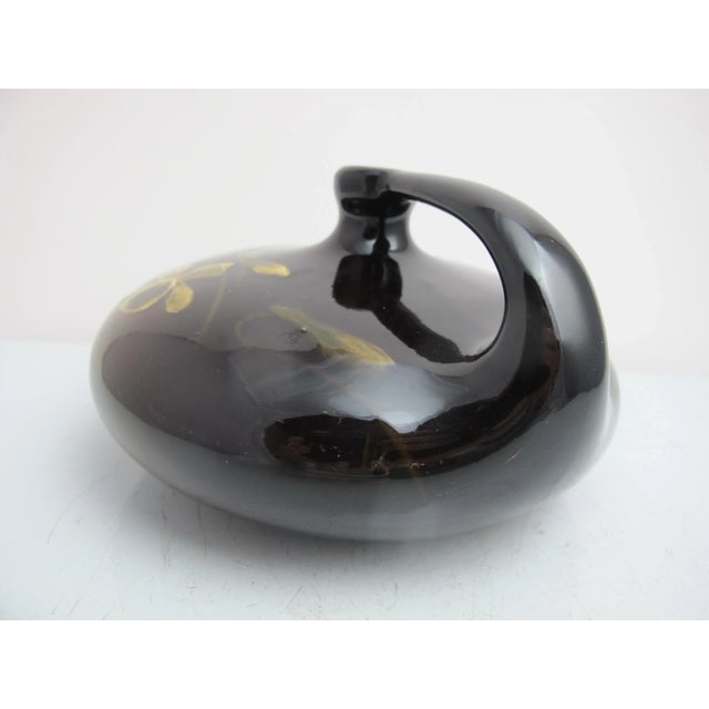 Weller Pottery Antique Louwelsa Weller Brown Flower Art Pottery Ewer Jug Vase For Sale - Image 4 of 7