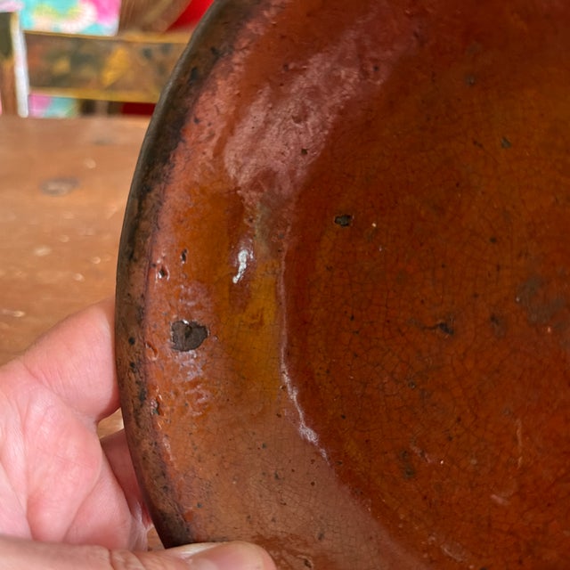 Antique Pennsylvania Redware Pie Plate, Circa 1850’s For Sale - Image 9 of 11
