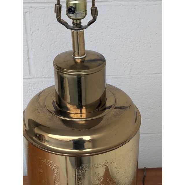 Chinoiserie 1960s Chinoiserie Tea Canister Brass Table Lamp For Sale - Image 3 of 4