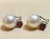 Arts & Crafts 14 mm Round South Sea Pearl & Ruby Cocktail Stud Earrings 18 Karat White Gold, A Pair For Sale - Image 3 of 18