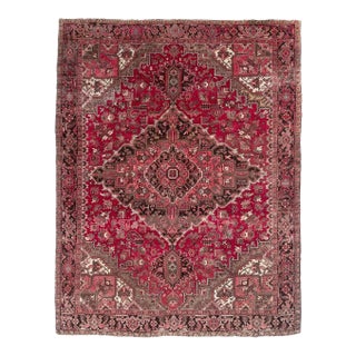 Plush Soft Wool Vintage Heriz Rug 9.3 x 11.4 For Sale