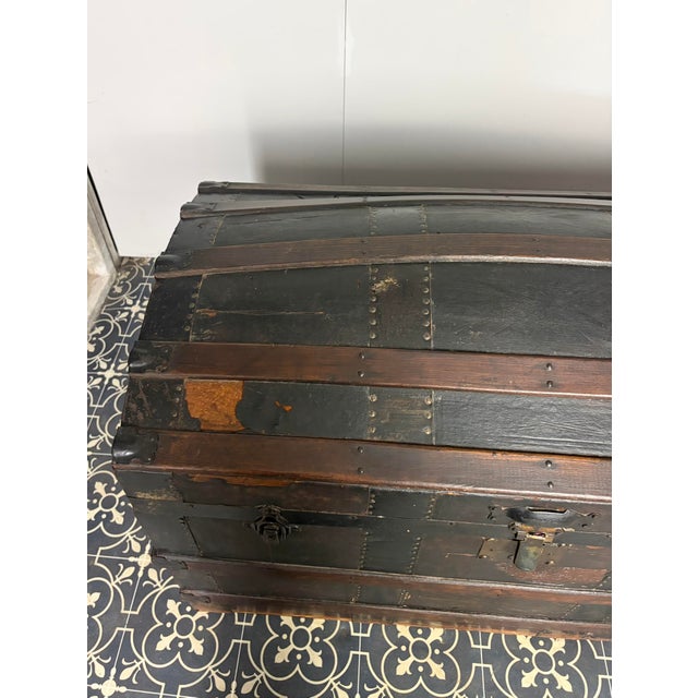 Wood Antique Victorian Barrel Dome Trunk, 19th Century For Sale - Image 7 of 15