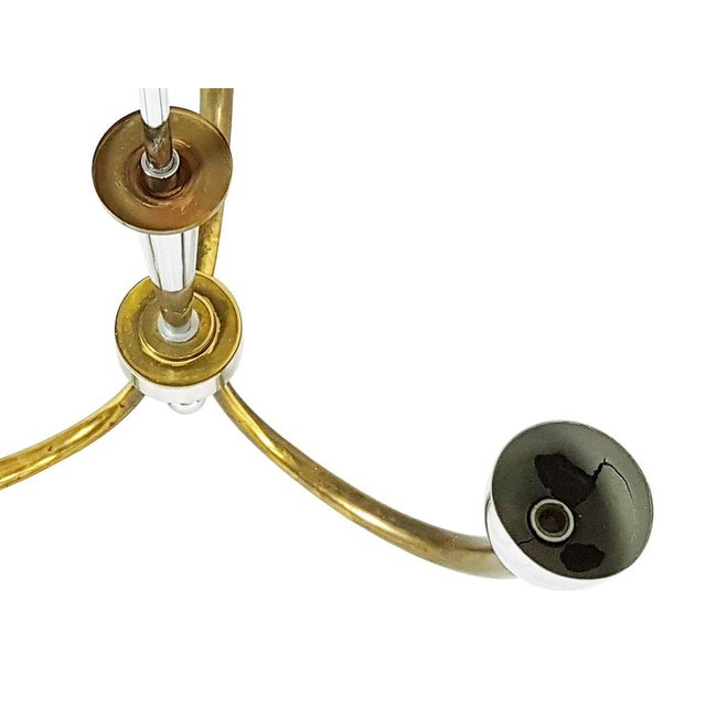 Goldenrod Vintage Italian Brass and Chrome Plated Metal Pendant Lamp, 1940s For Sale - Image 8 of 10