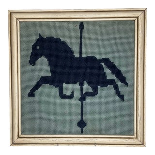 1980s Carousel Horse Needlepoint For Sale