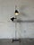 This adjustable metal floor lamp features two directional square shades mounted on a sleek chrome stem. It delivers...
