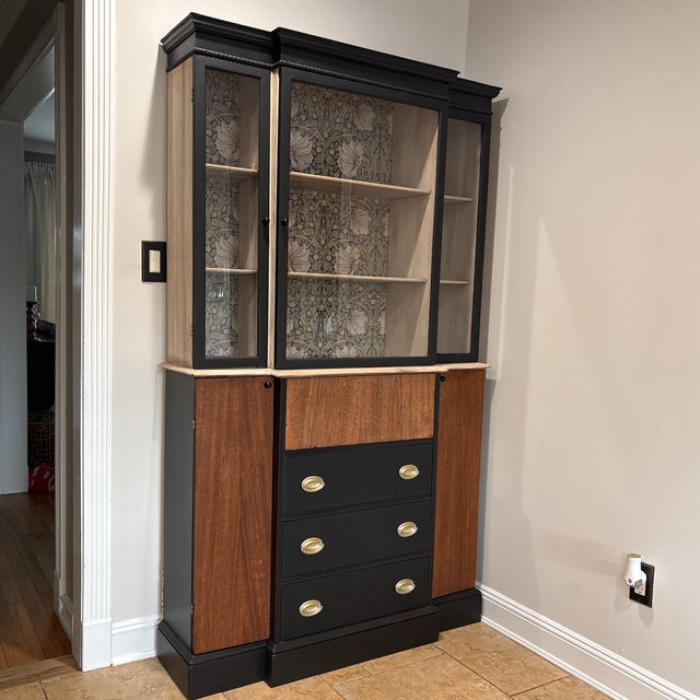 Wood Vintage Mid Century Breakfront/ China For Sale - Image 7 of 9