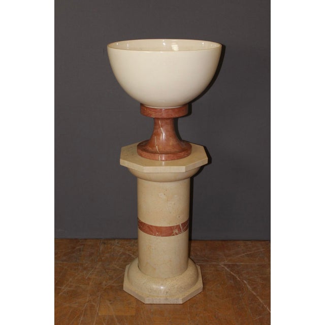 Column and Basin in Marble and Ceramic, 1980, Set of 2 For Sale - Image 11 of 13